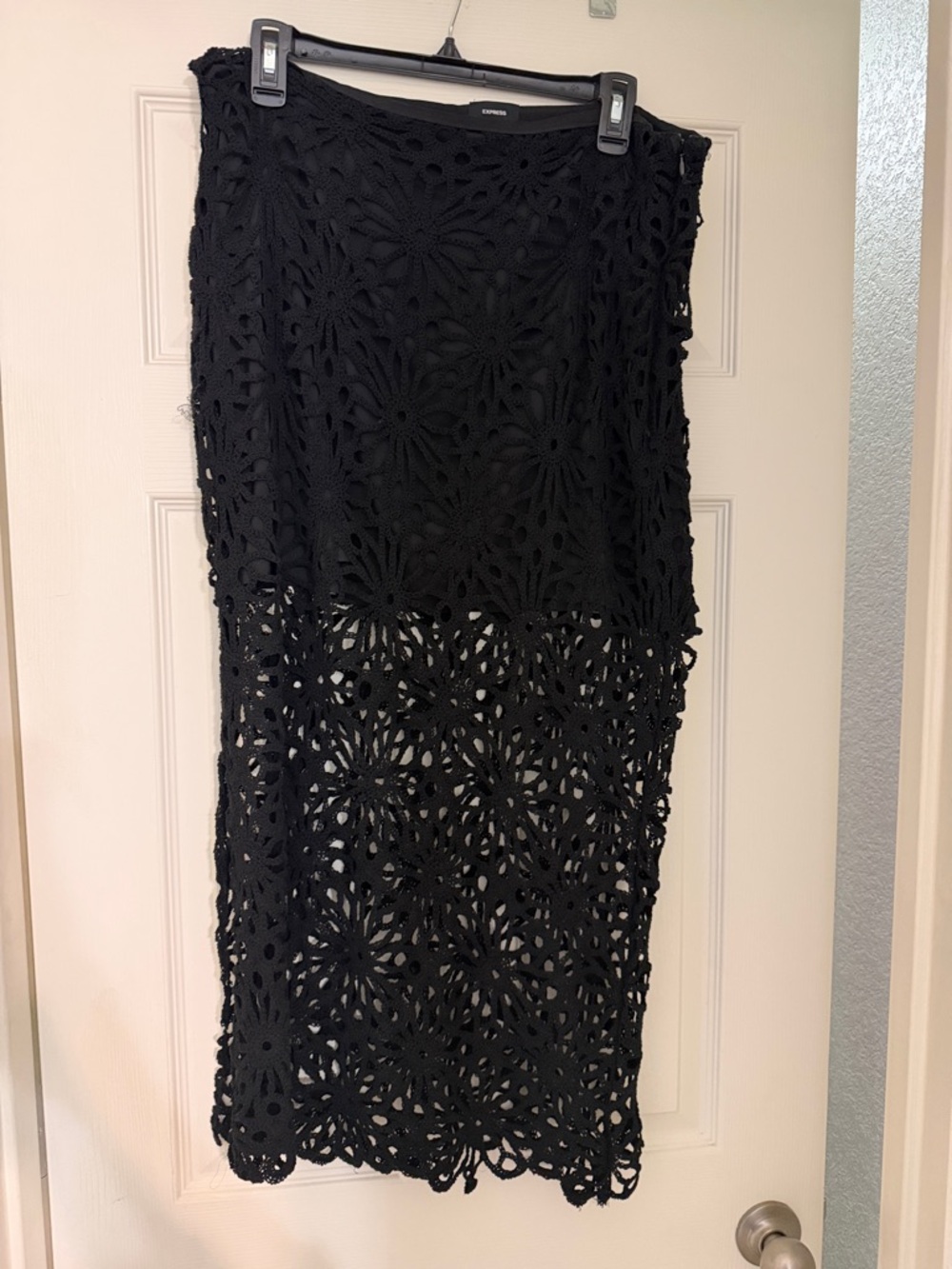 Express Black Crochet Midi Skirt